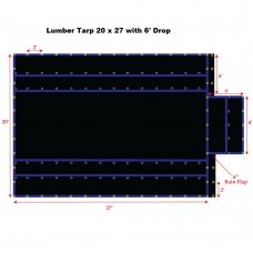 Black 20 x 27 - Light Weight (15oz)  Truck Tarp, Lumber Tarp - 6' Drop 